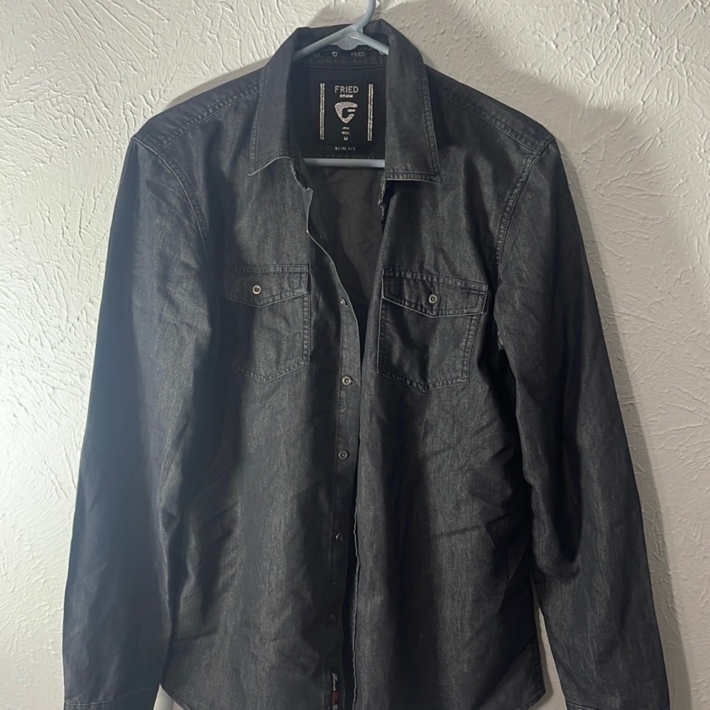 Fried Denim Long Sleeve Black Button Up